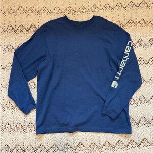 Carhartt Long Sleeve Men’s Size XL Blue Work Shirt Like New Logo On Sleeve